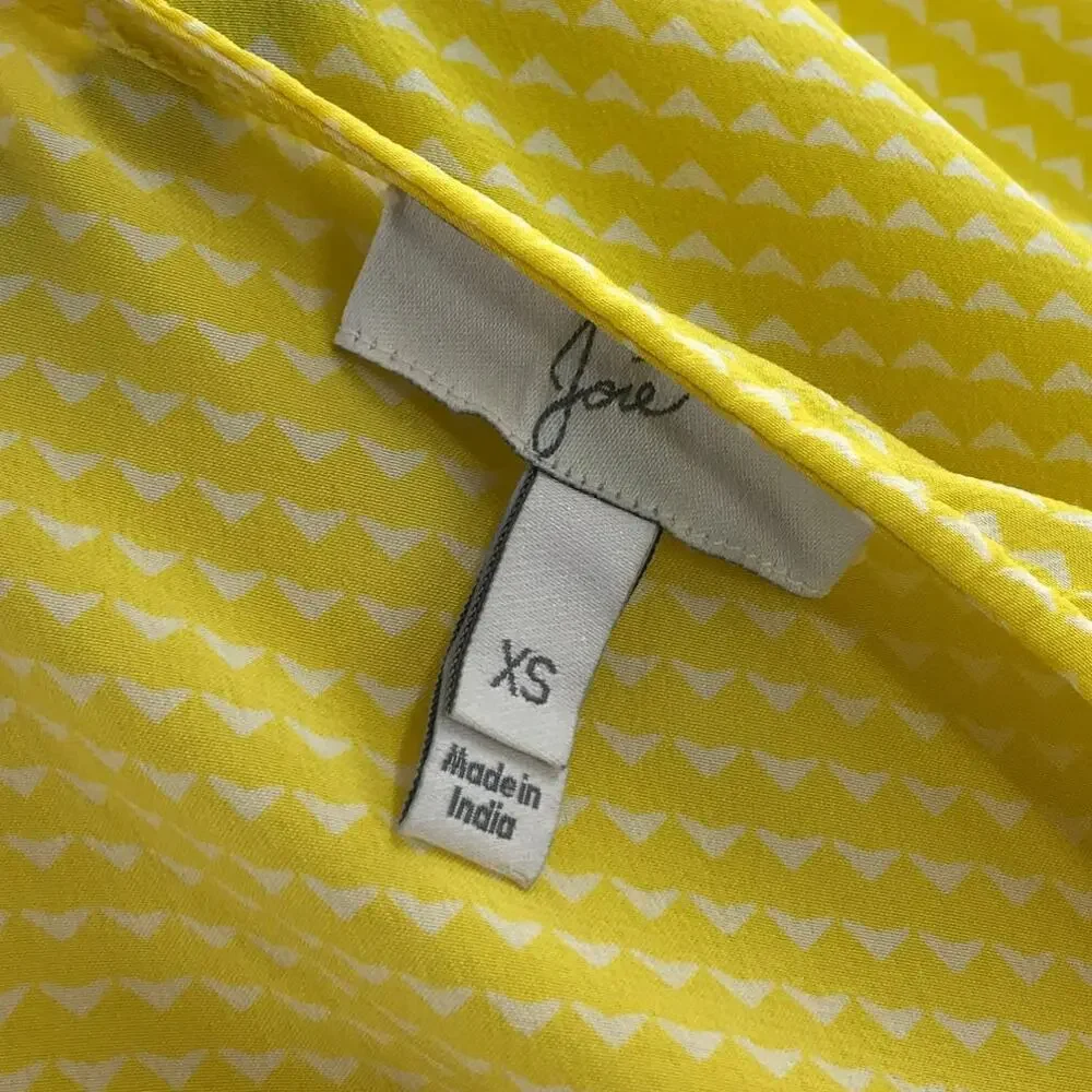 Joie Lemon Yellow Silk Marlo Printed Top
